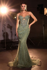 Strapless sweetheart mermaid gown by Ladivine style KV1137 Greenery | www.snkdress.com