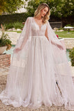 Woman in a white lace wedding dress standing outdoors by a pool.WWW.SNKDRESS.COM ,Ladivine CD852W OFF WHITE