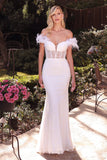 www.snkdress.com – Ladivine J824W Scoop Neck Satin Wedding Dress in Off White