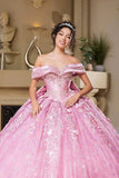 May Queen LK277 Off Shoulder 3D Floral Beaded Ball Gown