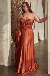Satin Strapless Keyhole Plus Size Gown by Ladivine 7496C-WWW.SNDRESS.COM
