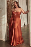Satin Strapless Keyhole Plus Size Gown by Ladivine 7496C-WWW.SNDRESS.COM