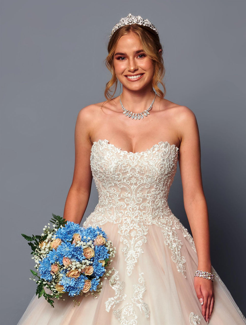 DeKlaire Bridal 487 strapless lace ballgown wedding dress – www.snkdress.com
