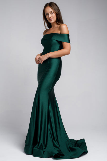 Off-the-Shoulder Sleek Simple  Long  Dress By Amelia Couture 373