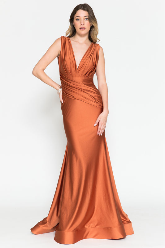 Plunging V-Neck Solid By Amelia Couture 370