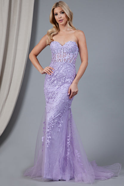 Fitted mermaid strapless Prom Dress By Amelia Couture 7024