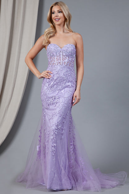 Fitted mermaid strapless Prom Dress By Amelia Couture 7024