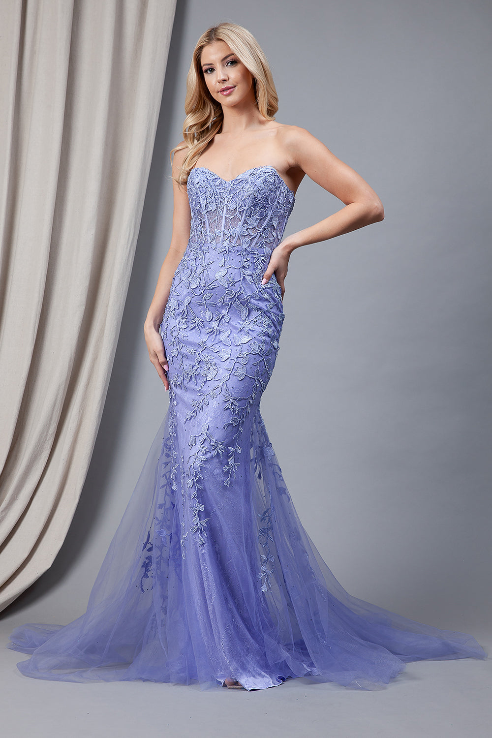 Fitted mermaid strapless Prom Dress By Amelia Couture 7024