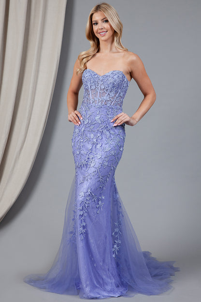 Fitted mermaid strapless Prom Dress By Amelia Couture 7024