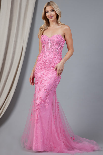 Fitted mermaid strapless Prom Dress By Amelia Couture 7024