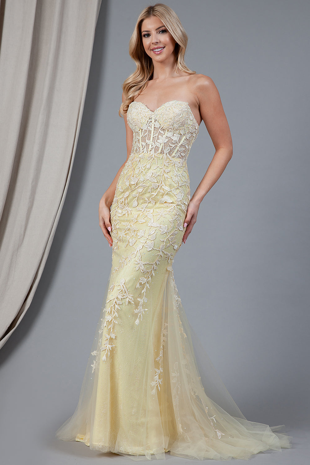 Fitted mermaid strapless Prom Dress By Amelia Couture 7024