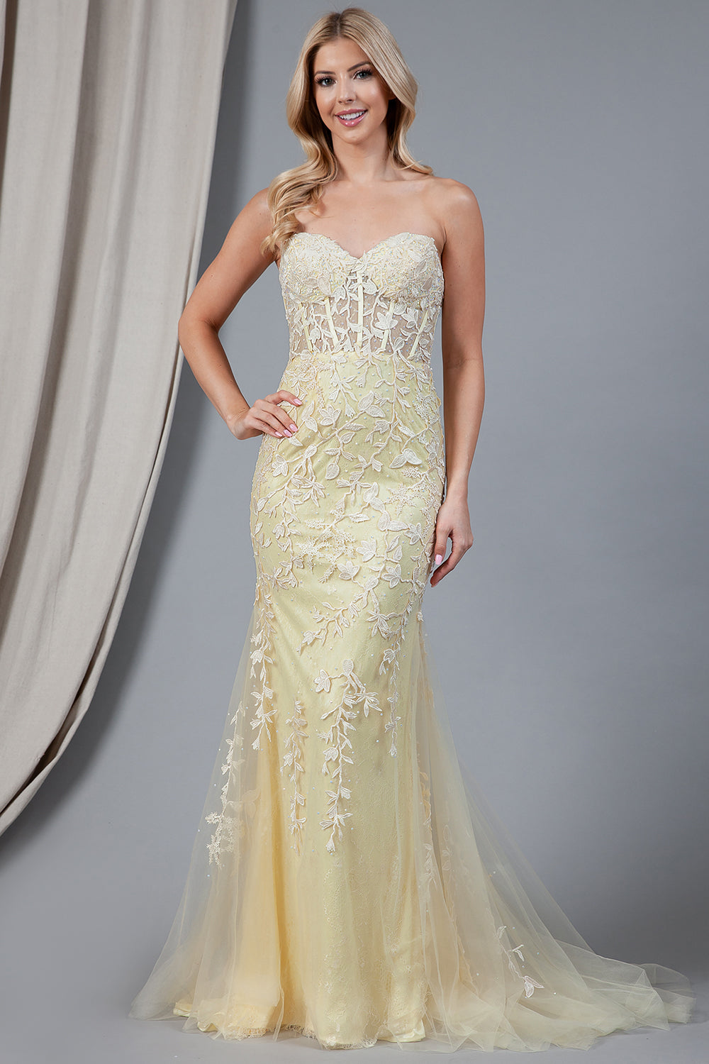 Fitted mermaid strapless Prom Dress By Amelia Couture 7024