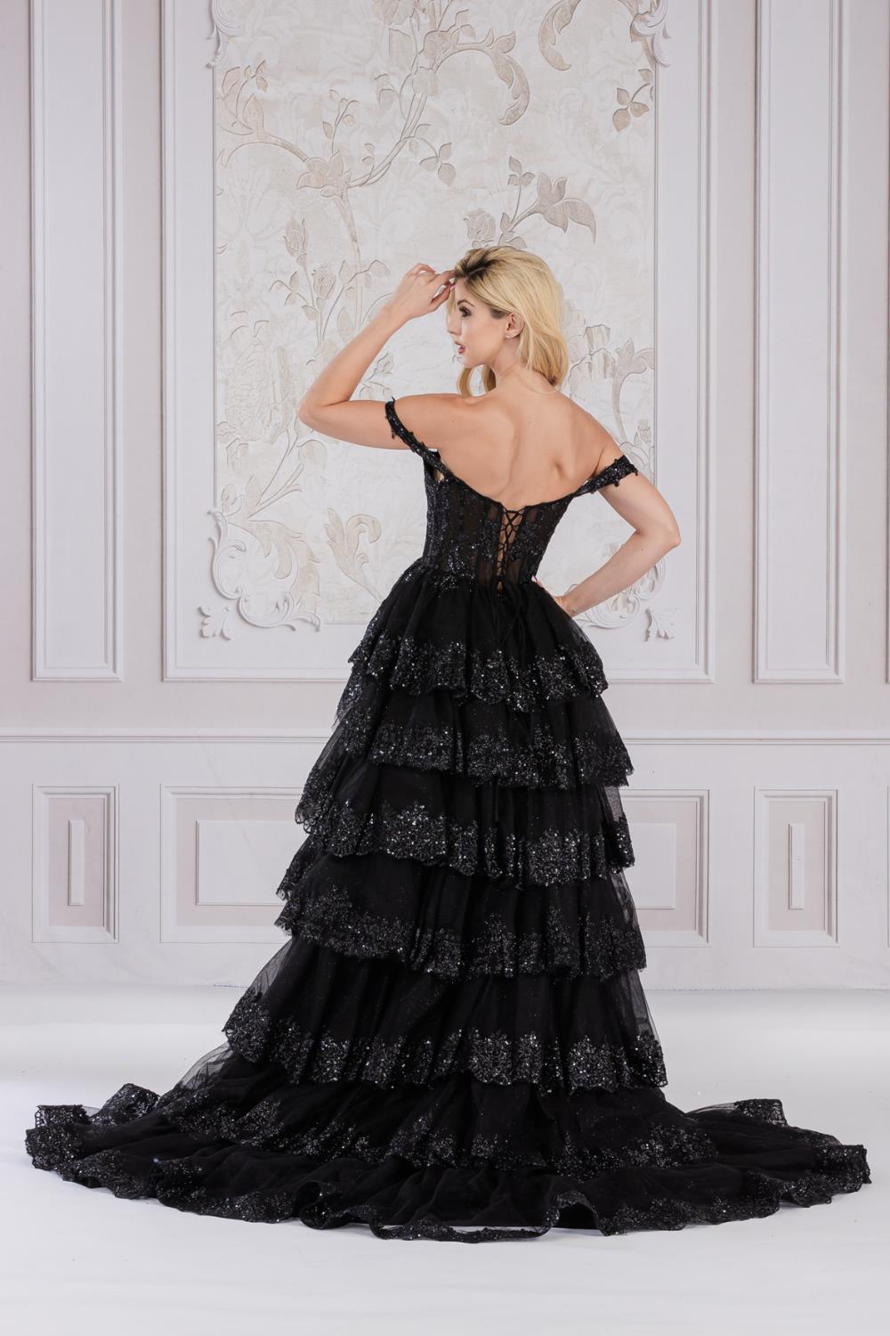 Off-the-Shoulder Layered Long Ball Gown By Amelia Couture TM1012