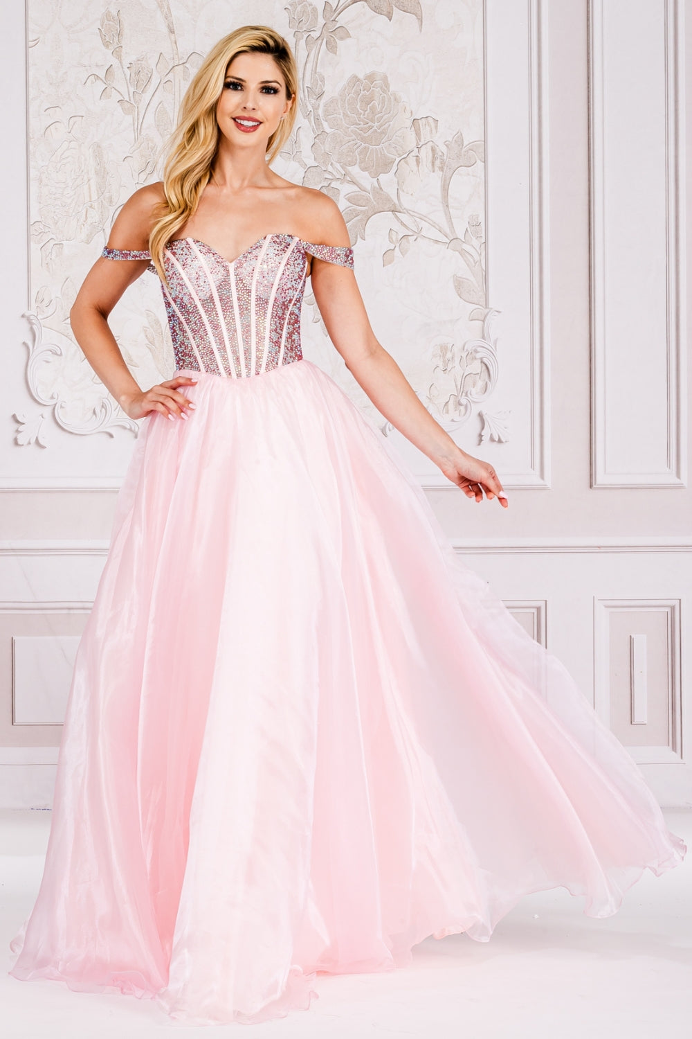 Off-Shoulder Bodice  Corset  Dress By Amelia Couture 7040