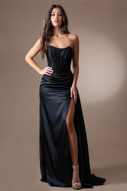 Fitting and Slit Corset back Gown by Amelia Couture 5054