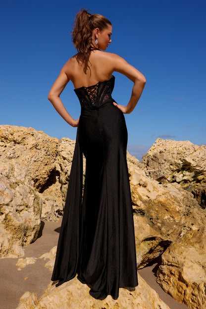 Fitting and Slit Corset back Gown by Amelia Couture 5054