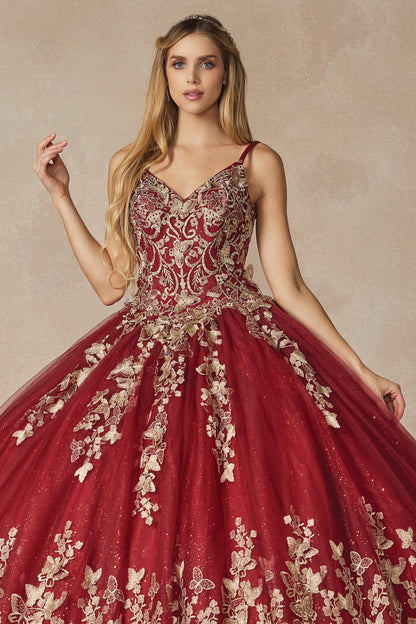 QUINCEANER GOWNS  BURGUNDY BY JULIET /1442 SIZE CHART