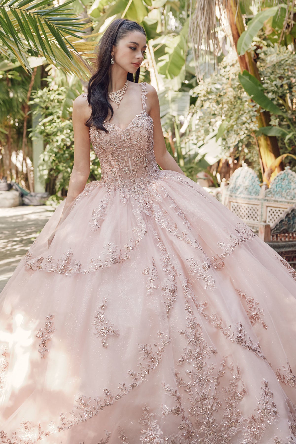 Sweethear tiered embellished ball gown By Julite 1450