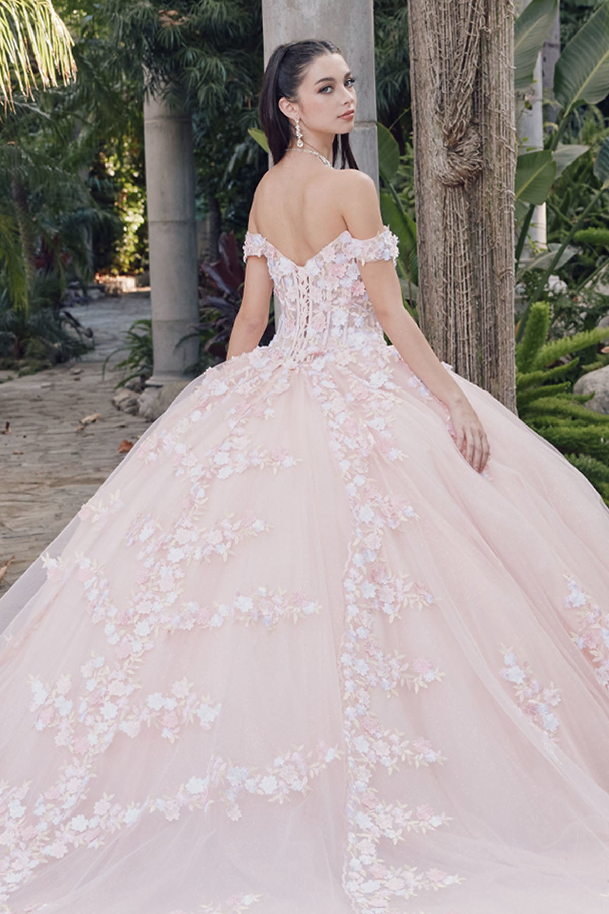 3D Floral Off-The-Shoulder Quinceanera Gown by Juliet 1460JT