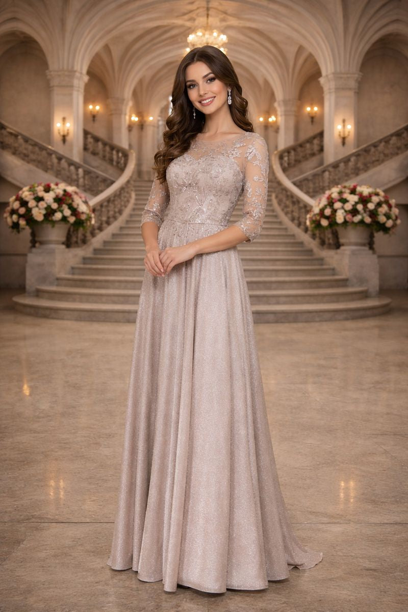 Metallic A-Line Gown with Pockets by Eva Collection 530297