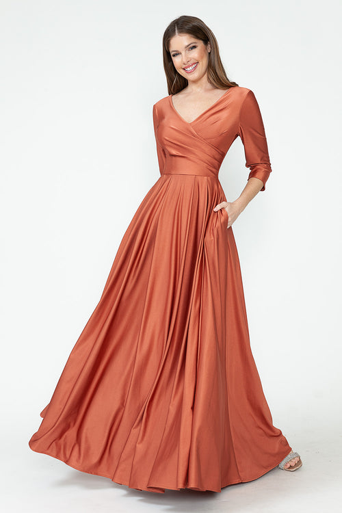 3/4 Sleeve  Flare Dress by Lenovia 5243
