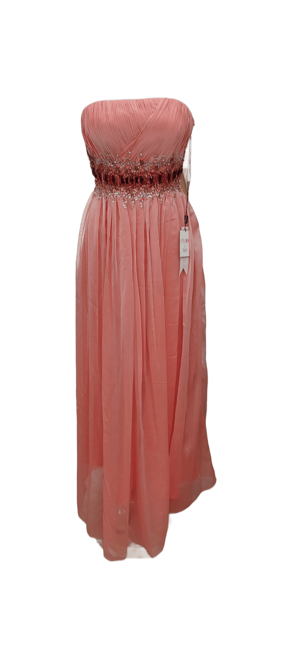 Beaded A-Line Evening Gown with V-Neckline by Colors Dress 0591