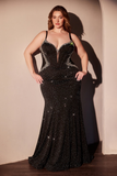 www.snkdress.com Plus size off shoulder glitter gown by Ladivine CD752C