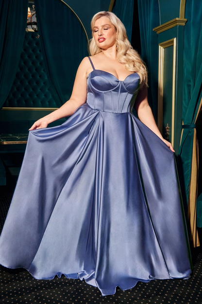 www.snkdress.com Plus size glitter fitted gown with slit by Ladivine CD337C Plus size 