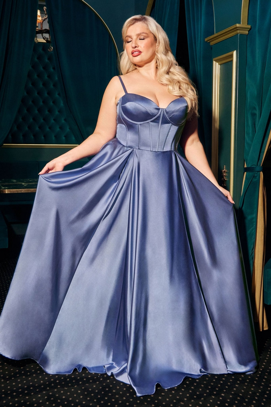 www.snkdress.com Plus size glitter fitted gown with slit by Ladivine CD337C Plus size 