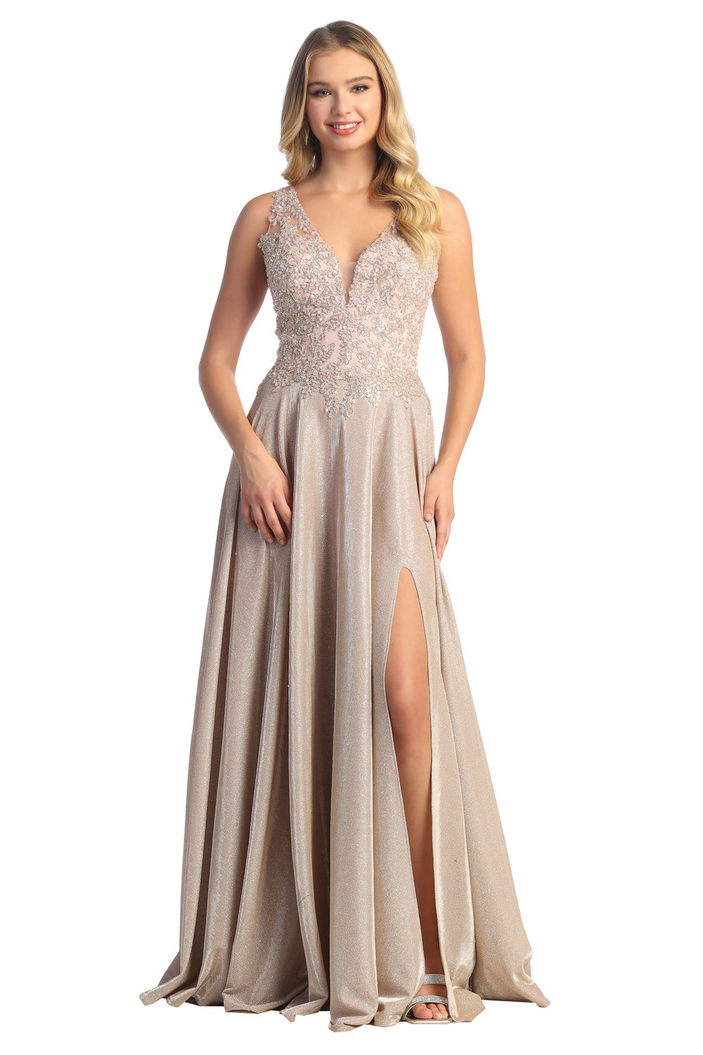 Sleeveless Lace Embroidered Gown by Cindy Collection 5045695