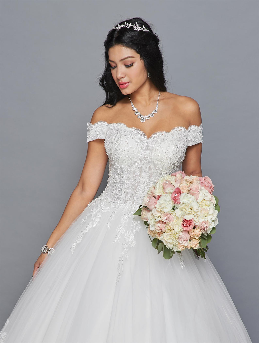 Off-Shoulder V-Neck Ball Gown Gown by Bridal 42040