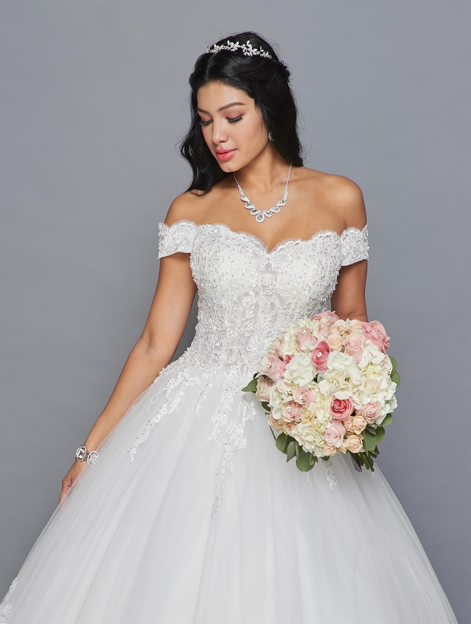 Off-Shoulder V-Neck Ball Gown Gown by Bridal 42040