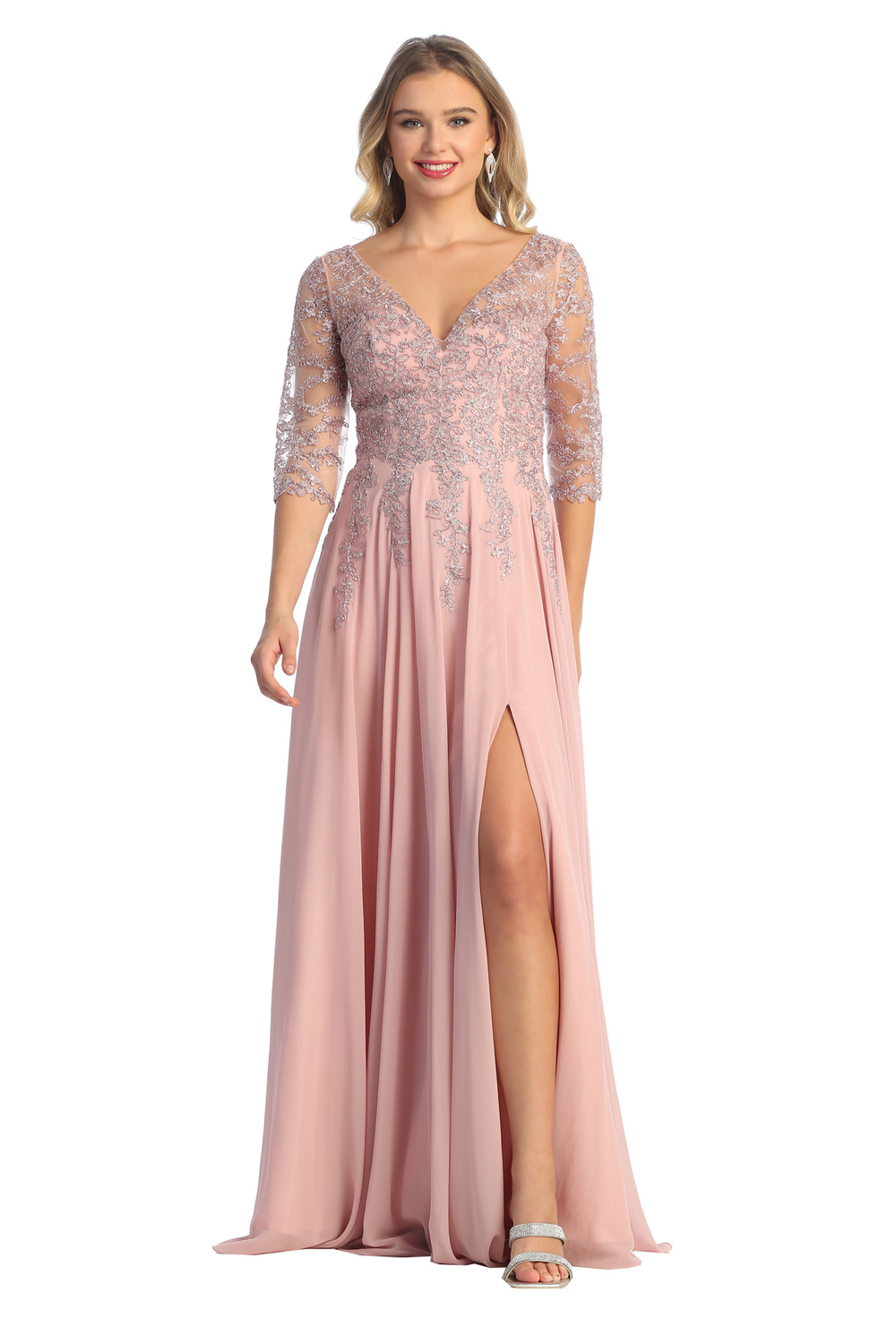 Lace Rhinestone Formal Gown by Cindy Collection 50441