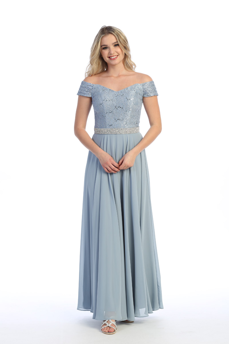 Lace Bodice Bridesmaid Dress by Cindy Collection 1666 | SNKDRESS