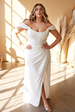 Plus Size Off-Shoulder Satin Corset Gown by Ladivine 7484WC