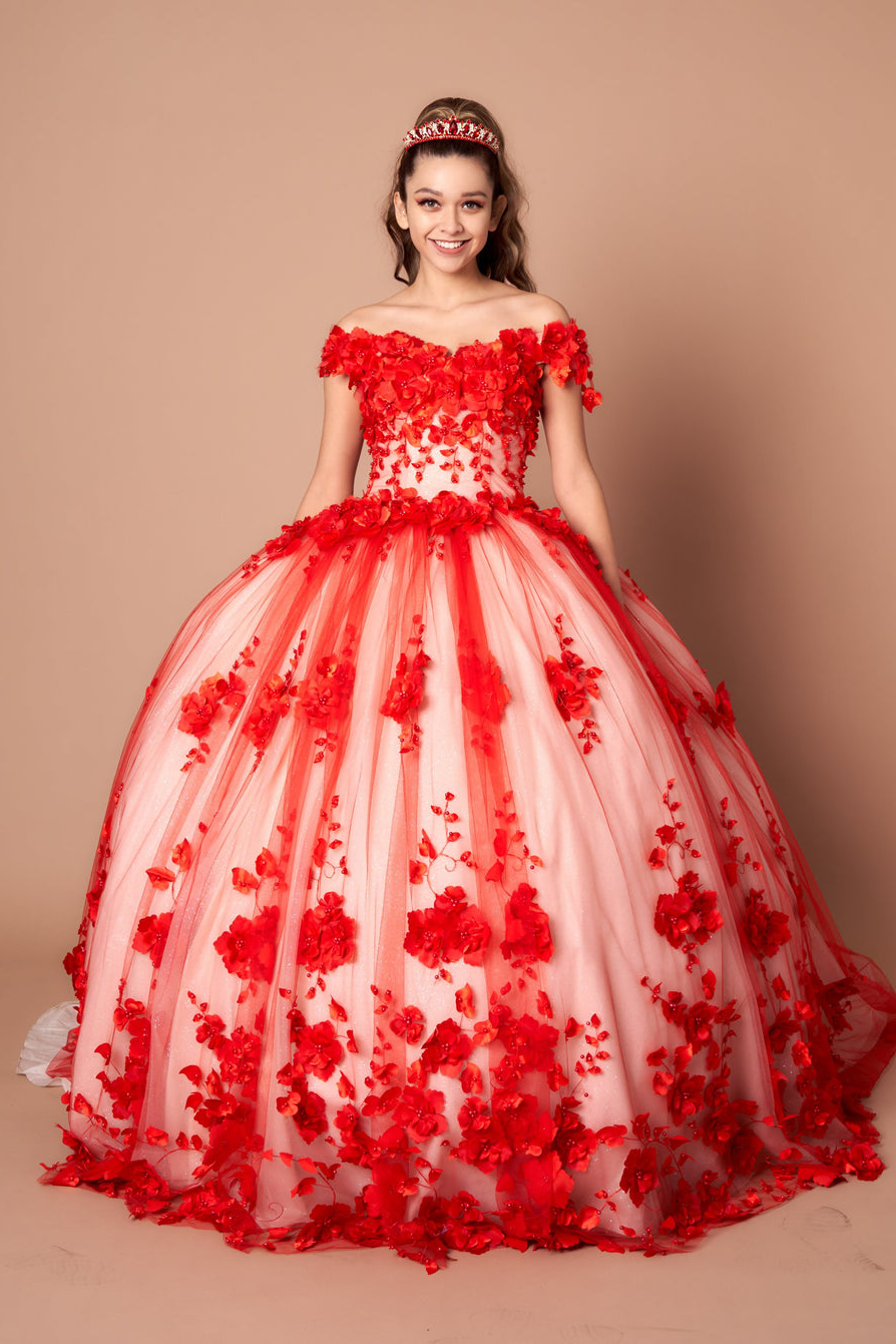 Floral Off Shoulder Ball Gown by Calla Collection SCL30005