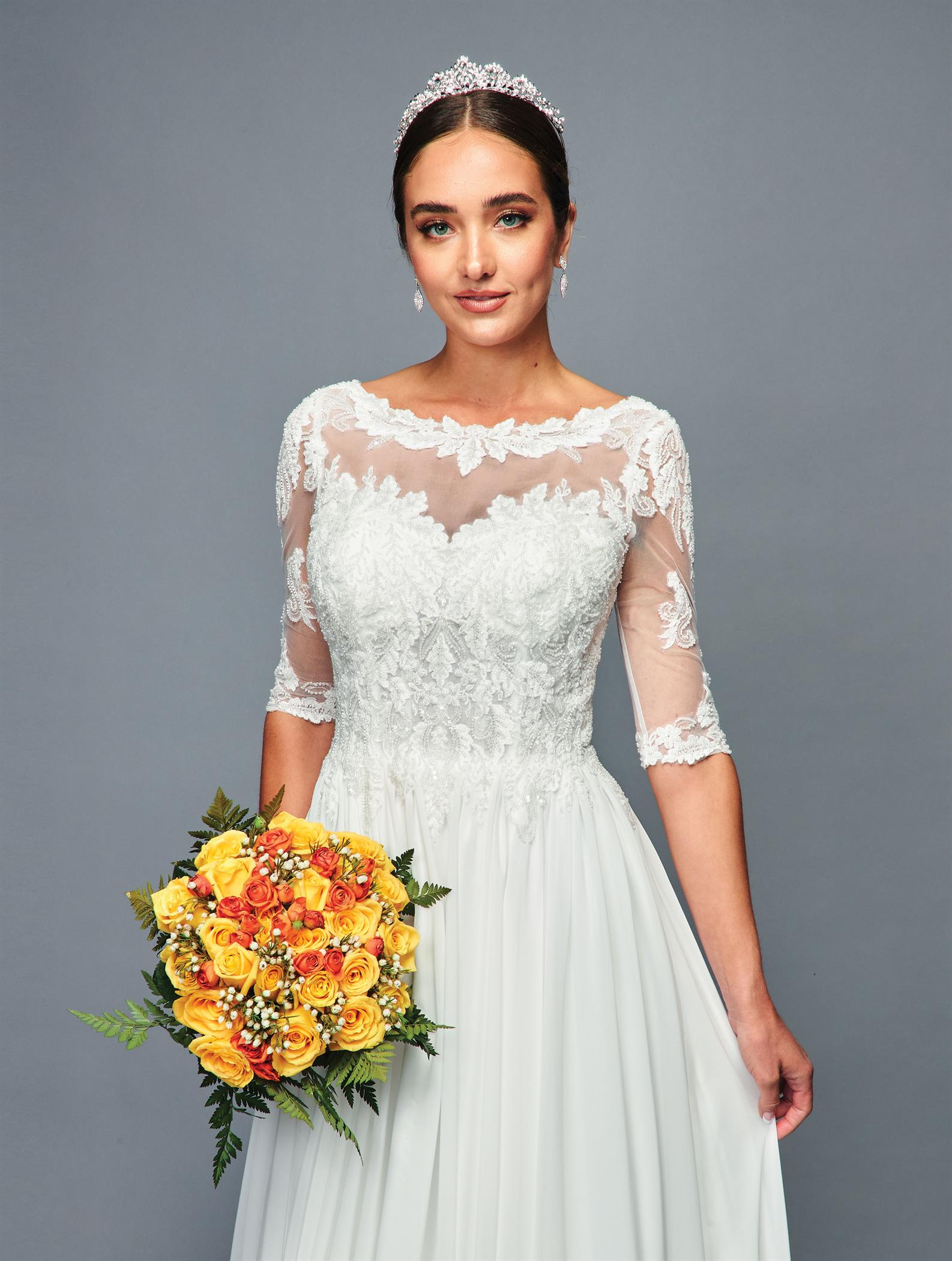 Half-Sleeve Boat Neck  Dress by Bridal 46859