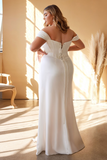Plus Size Off-Shoulder Satin Corset Gown by Ladivine 7484WC