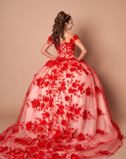 Floral Off Shoulder Ball Gown by Calla Collection SCL30005