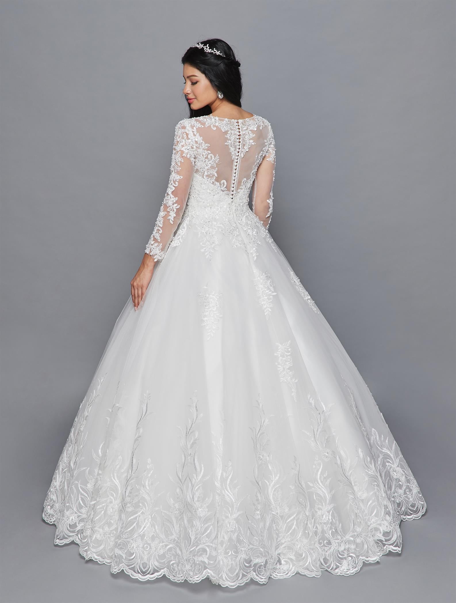 Long-Sleeve Scoop Neck Ball Gown Gown by Bridal 42214