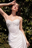 Strapless Sweetheart Satin Gown by Ladivine CD868W
