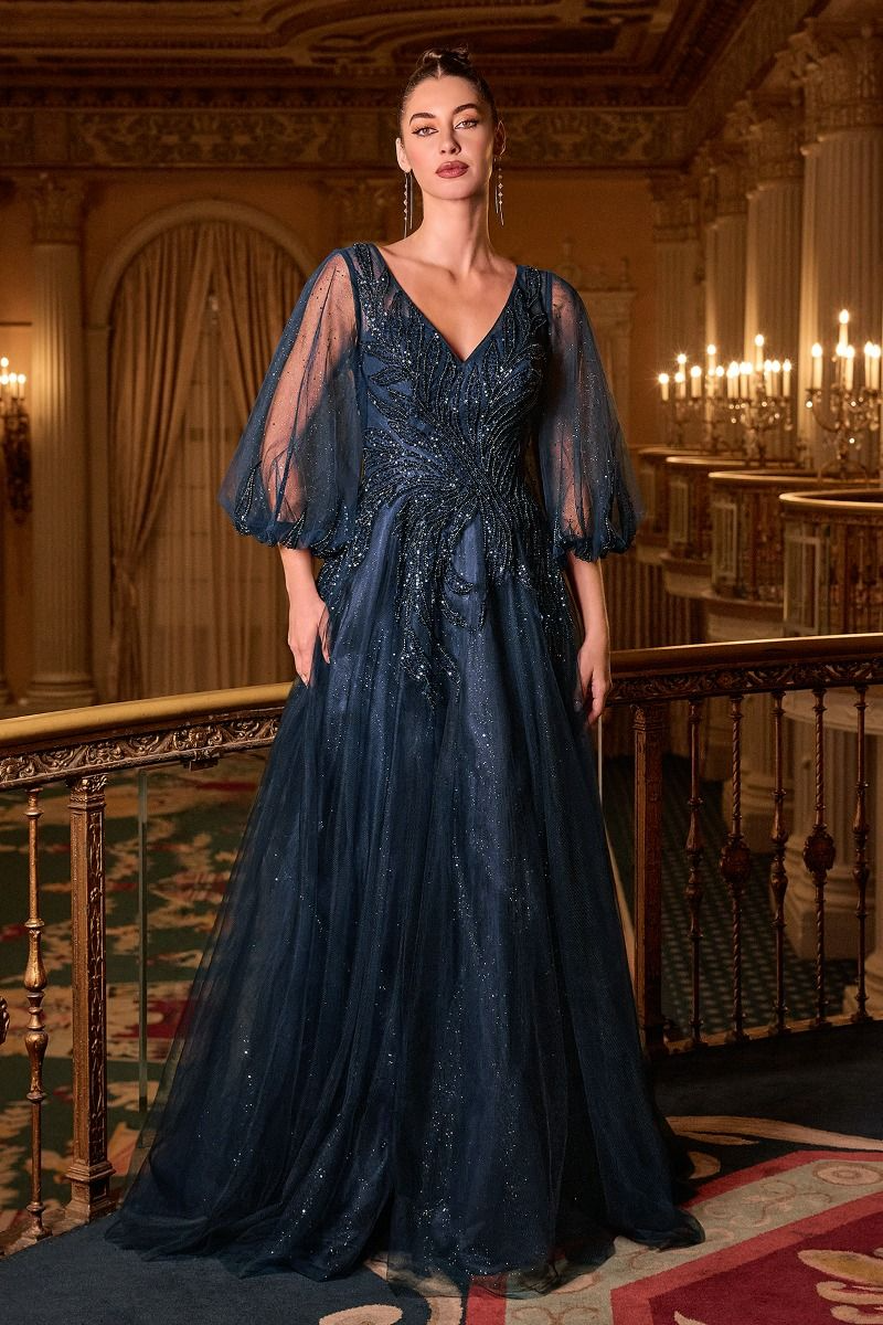 a-line long sleeve embellished gown CD0101 – www.snkdress.com