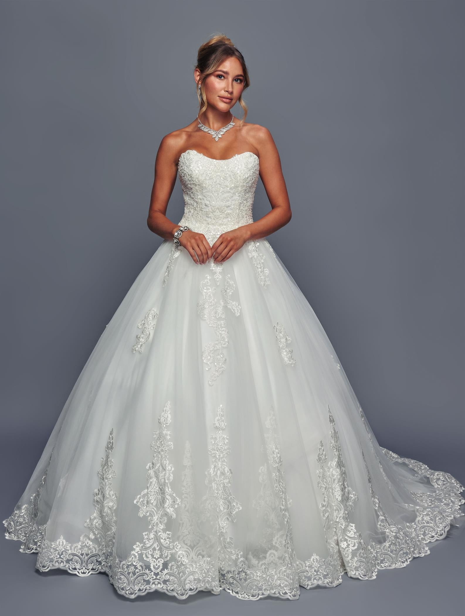 Strapless Beaded Lace A-Line Gown by Bridal  48726