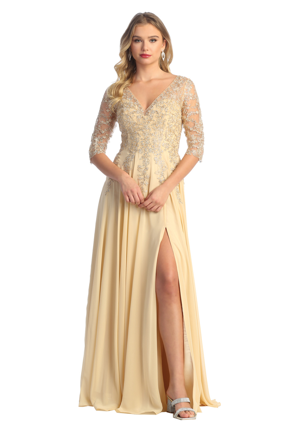 Lace Rhinestone Formal Gown by Cindy Collection 50441