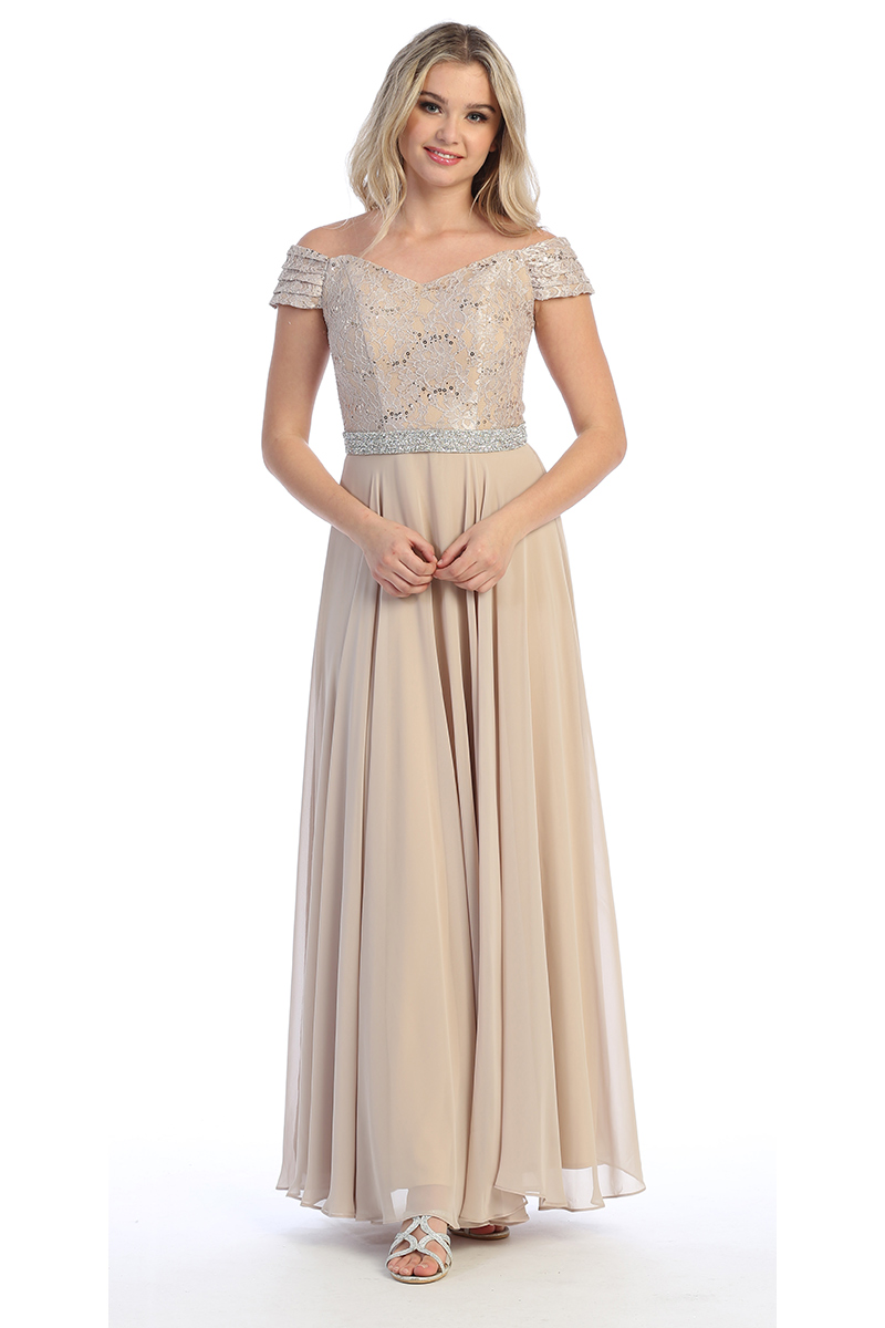 Lace Bodice Bridesmaid Dress by Cindy Collection 1666 | SNKDRESS