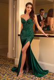 Satin & Lace Strapless Fitted Gown by Ladivine KV1112