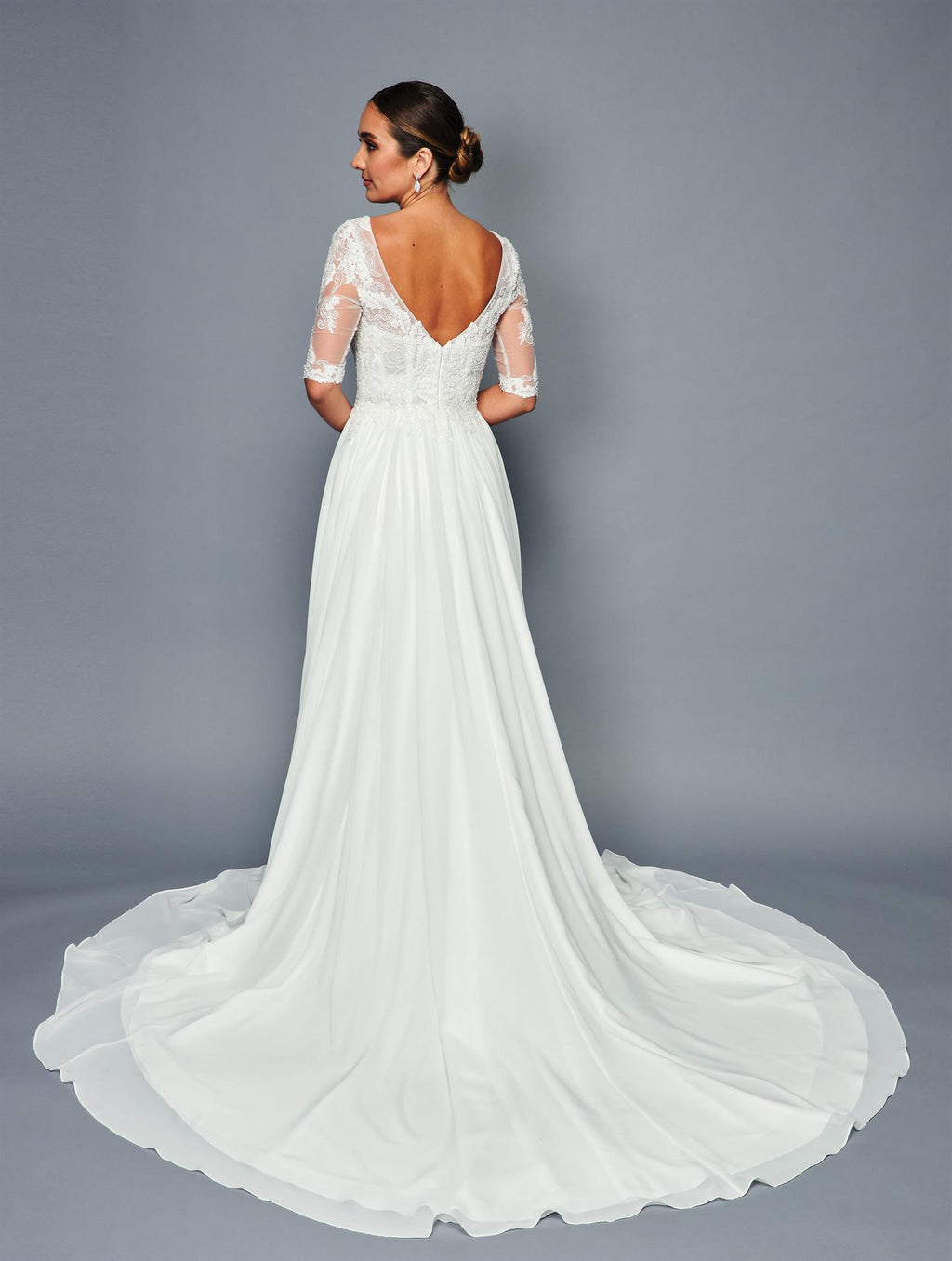 Half-Sleeve Boat Neck  Dress by Bridal 46859