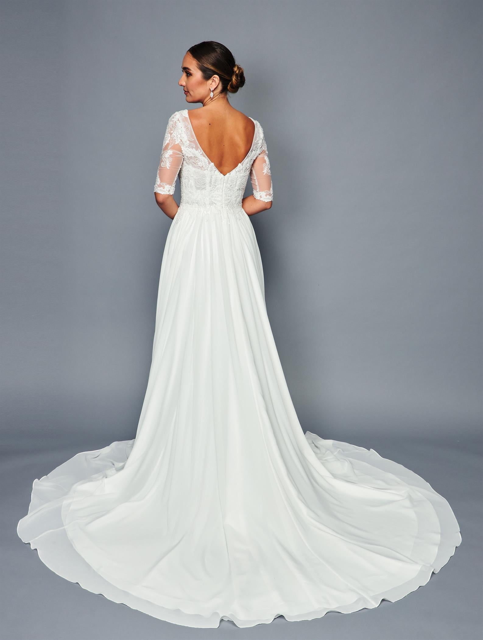 Half-Sleeve Boat Neck  Dress by Bridal 46859