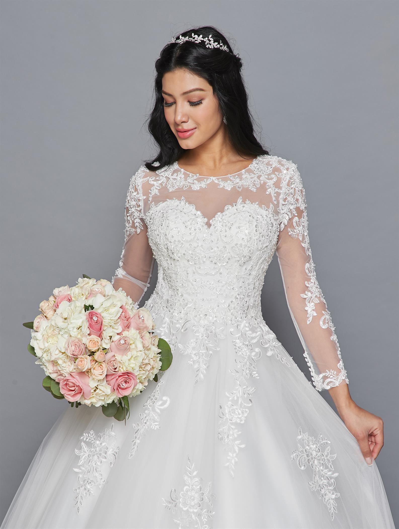Long-Sleeve Scoop Neck Ball Gown Gown by Bridal 42214