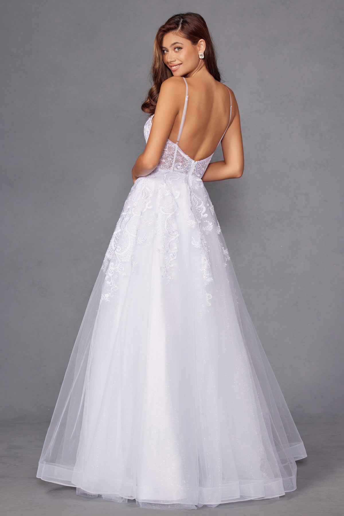 3D Floral A-Line Bridal Ball Gown by Juliet JT2495AW